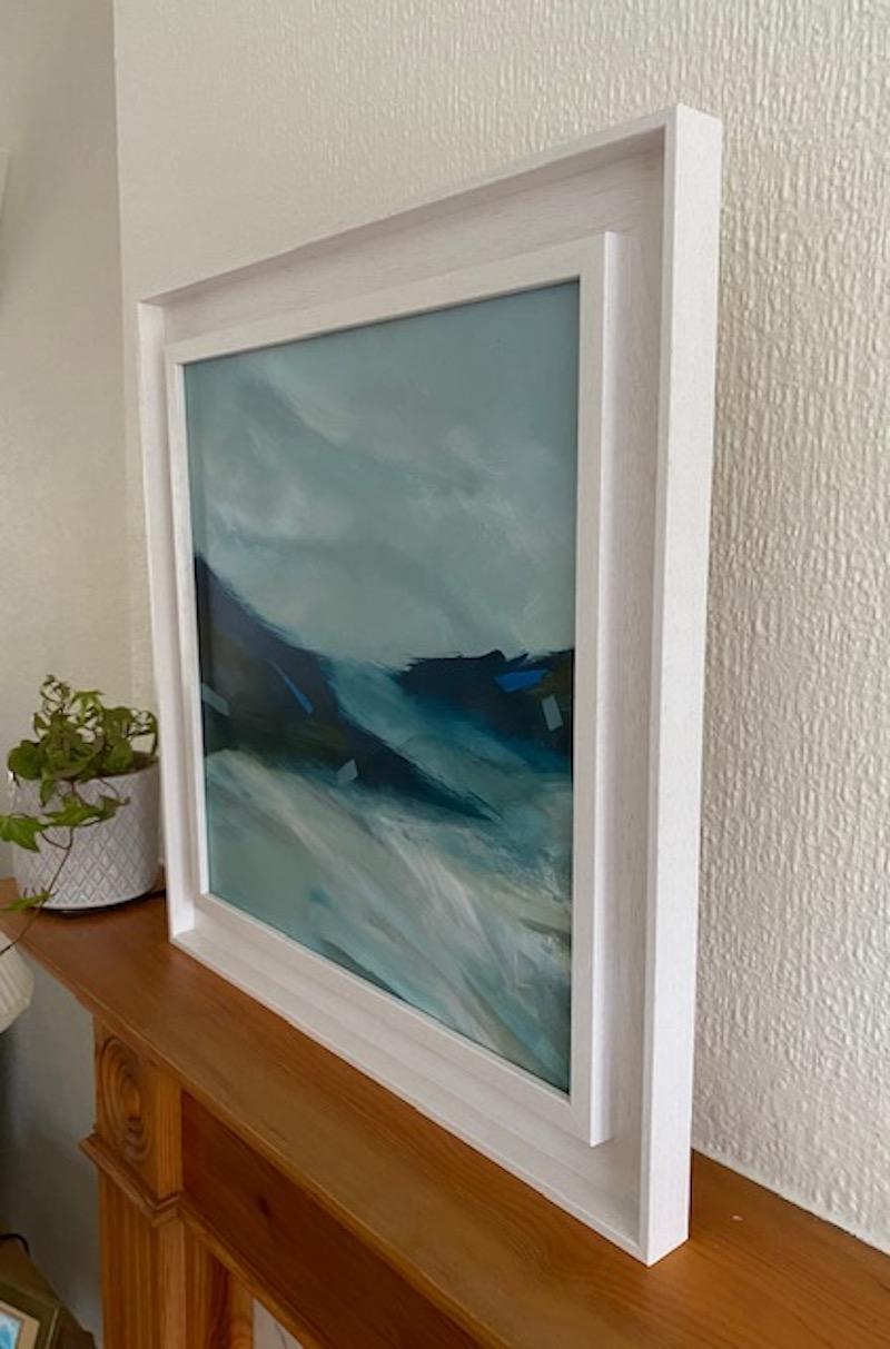 Loch Caroy, abstract art, impressionistic, affordable art, original painting - Blue Abstract Painting by Elaine Fox