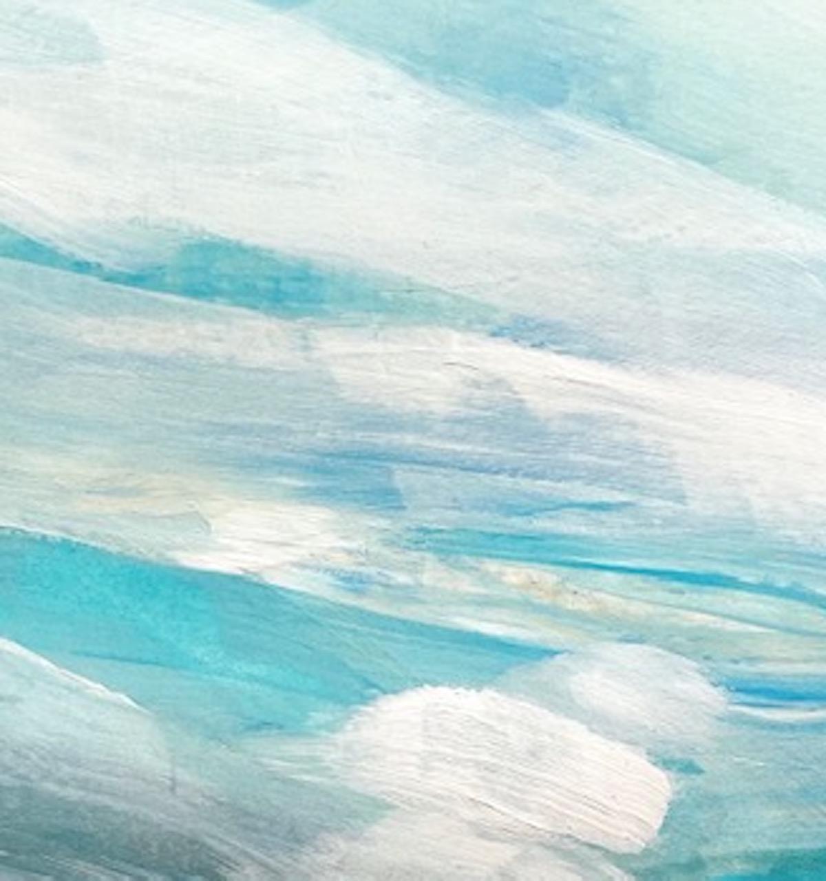 Sommergemälde im zeitgenössischen expressionistischen Stil, Meereslandschaftsgemälde, Küstenkunst (Blau), Abstract Painting, von Elaine Fox