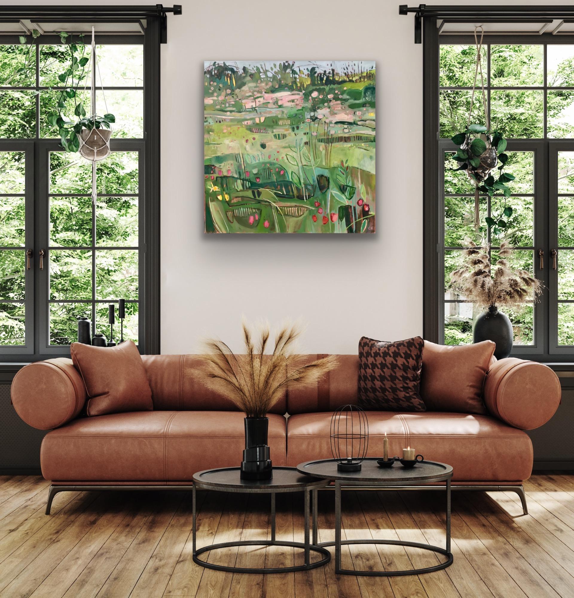 Tackley Revisited II, quadro originale, contemporaneo, astratto, paesaggio - Painting Contemporaneo di Elaine Fox