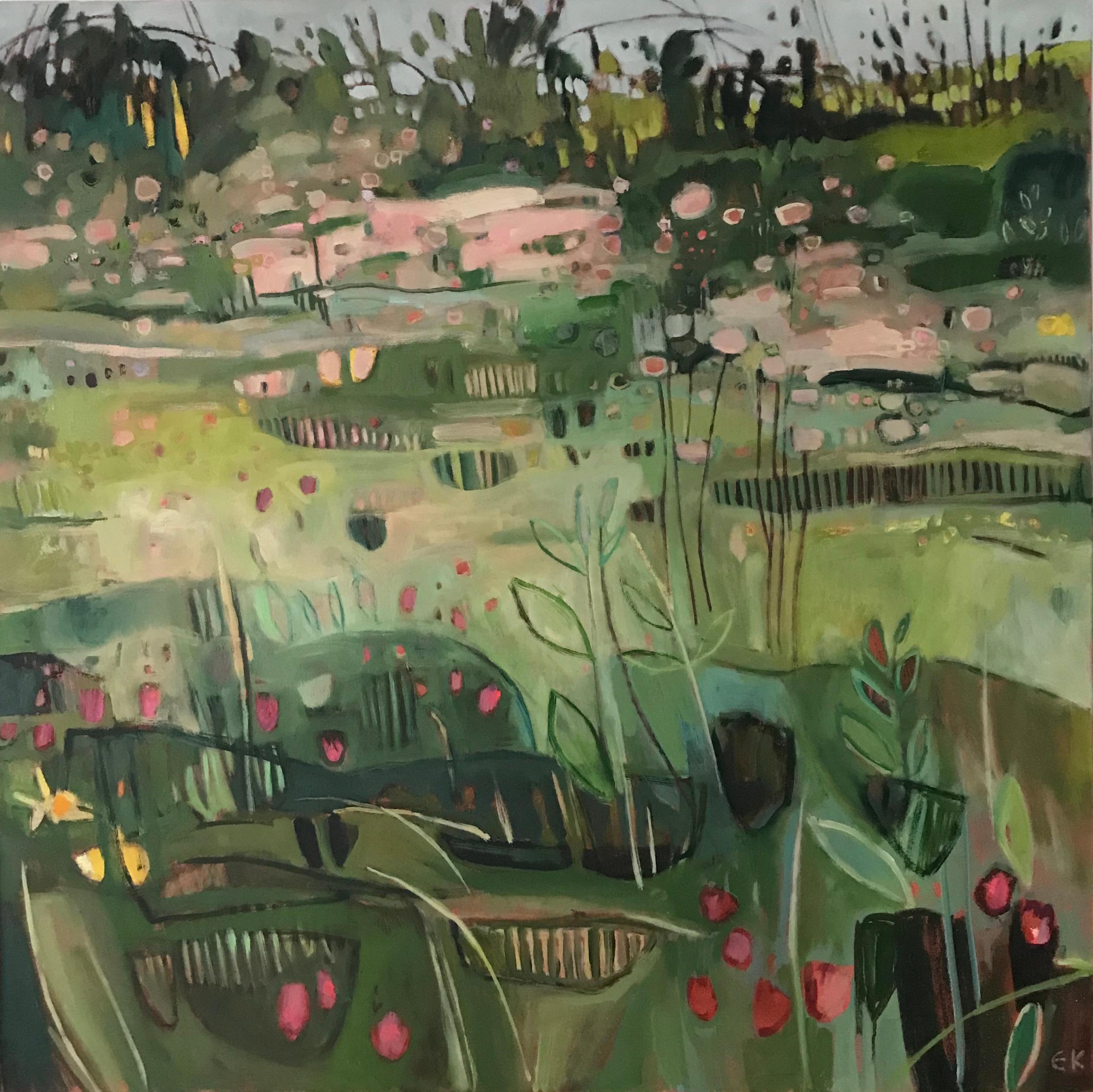 Tackley Revisited II, quadro originale, contemporaneo, astratto, paesaggio - Painting di Elaine Fox