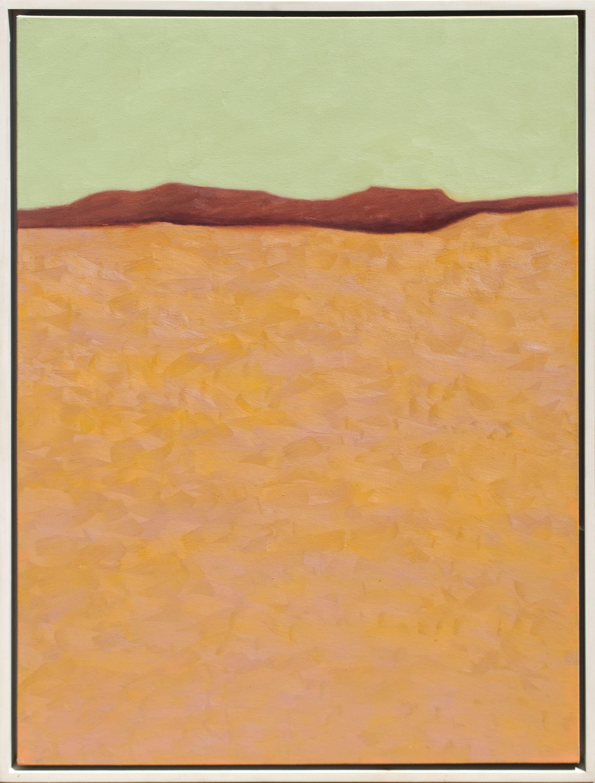 Elaine Holien Abstract Painting - Peach Field/Red Hills/Green Sky