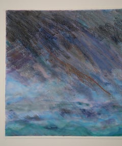 Abstract Oil and Chalk on Paper, "Storm Over Greek Island"