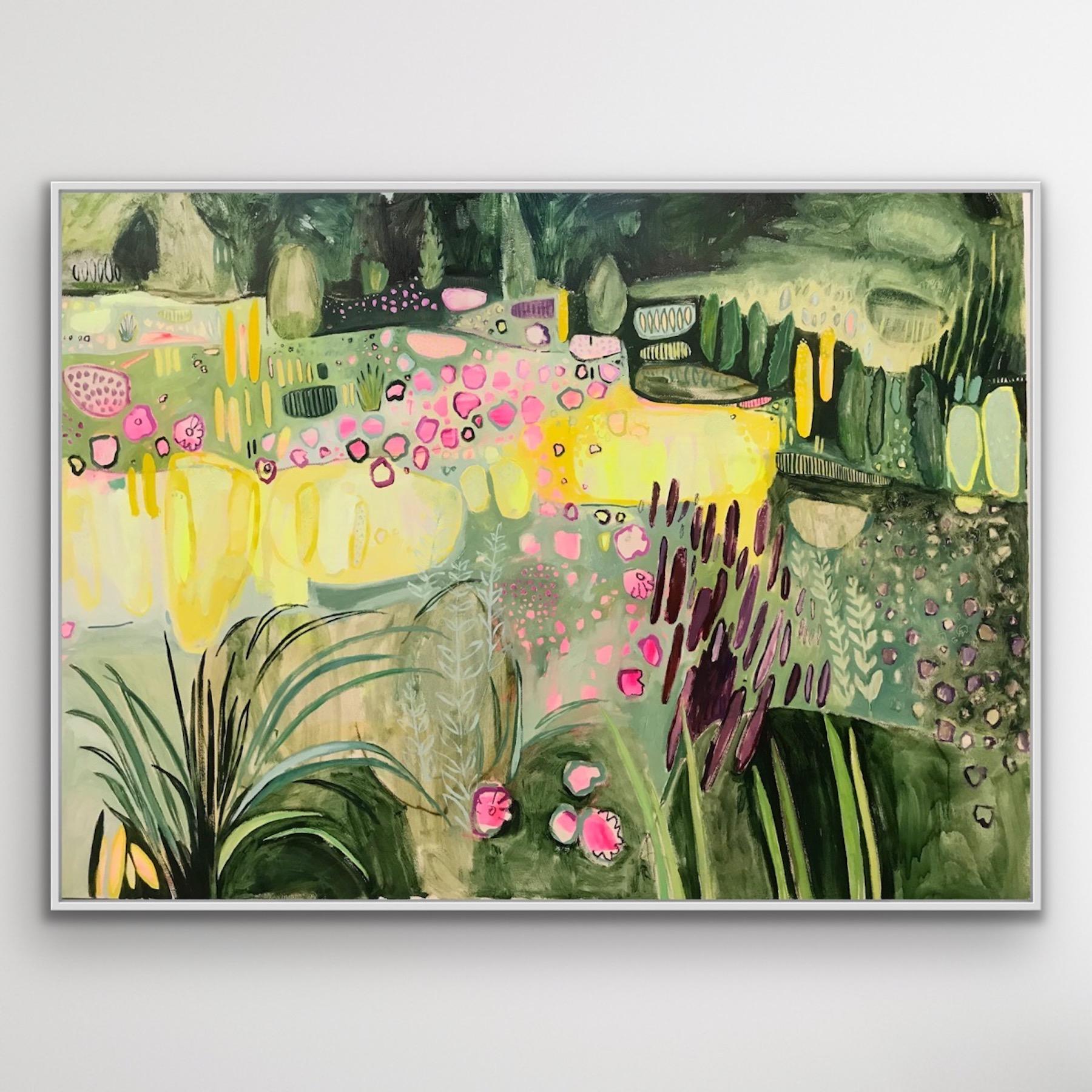 Große Merton-Betten, 4er-Set, Oxford-Kunst, halb-abstraktes Blumengemälde, Statement (Abstrakt), Painting, von Elaine Kazimierczuk 