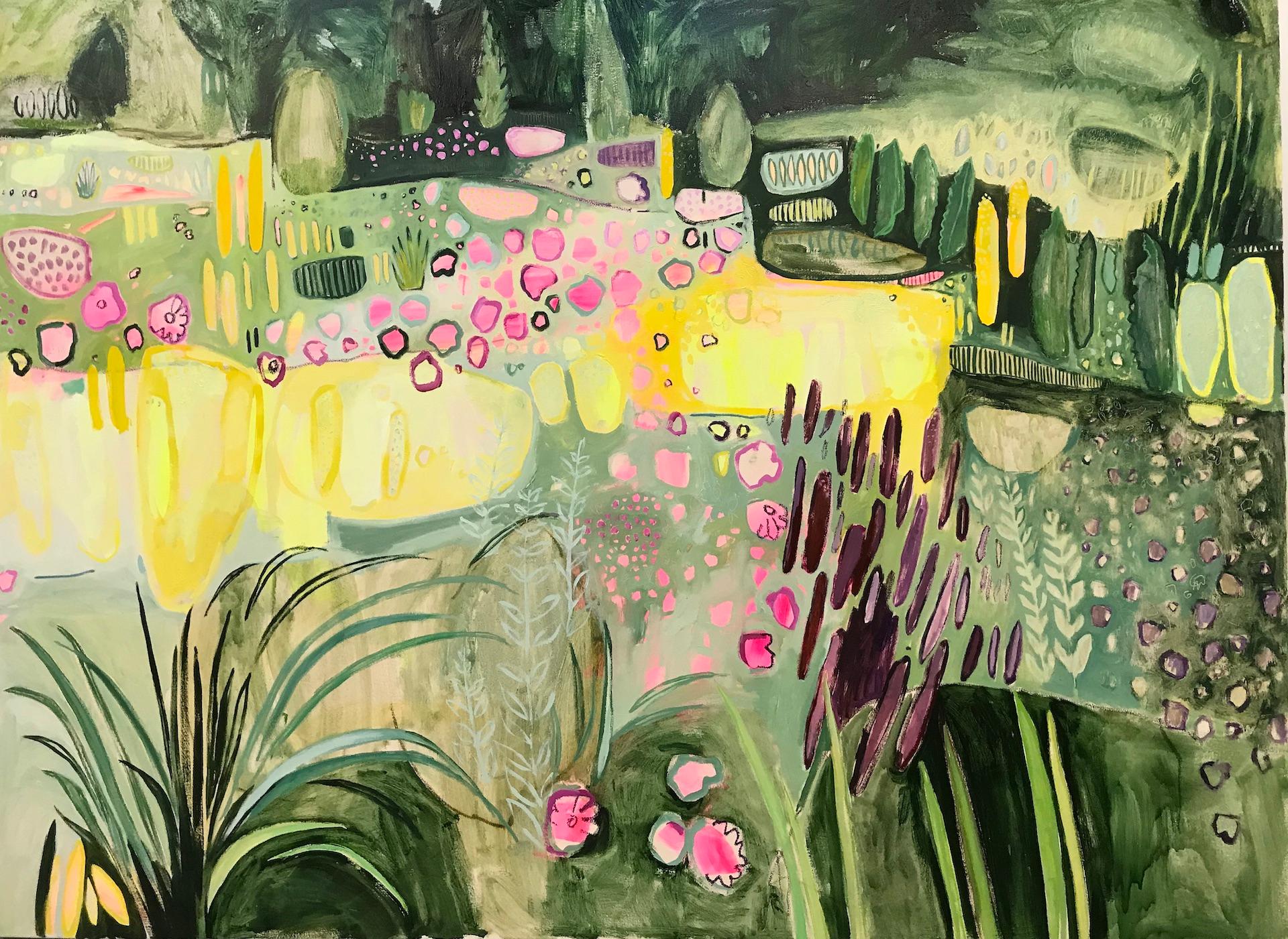 Elaine Kazimierczuk  Abstract Painting – Große Merton-Betten, 4er-Set, Oxford-Kunst, halb-abstraktes Blumengemälde, Statement