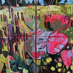 Original „Heiße Farben in den Merton Beds“, Oxford Botanic Gardens, Polyptychon