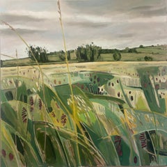 402 Long Mead View with Tufted Vetch, contemporary, original painting