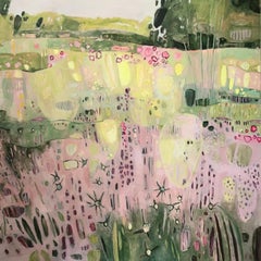 A Short Walk Through a Summer Garden, original painting, abstract, landscape 