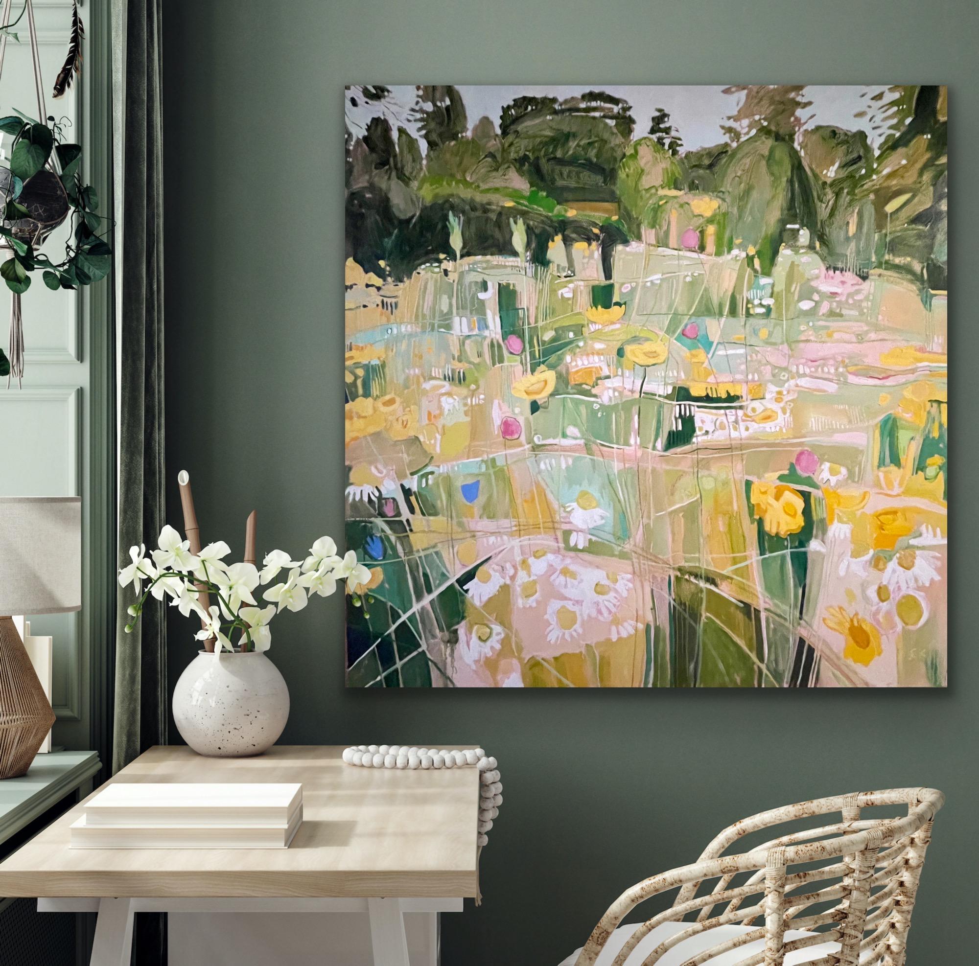 Studio A Garden, quadro originale, arte contemporanea, paesaggio, nature in vendita 2