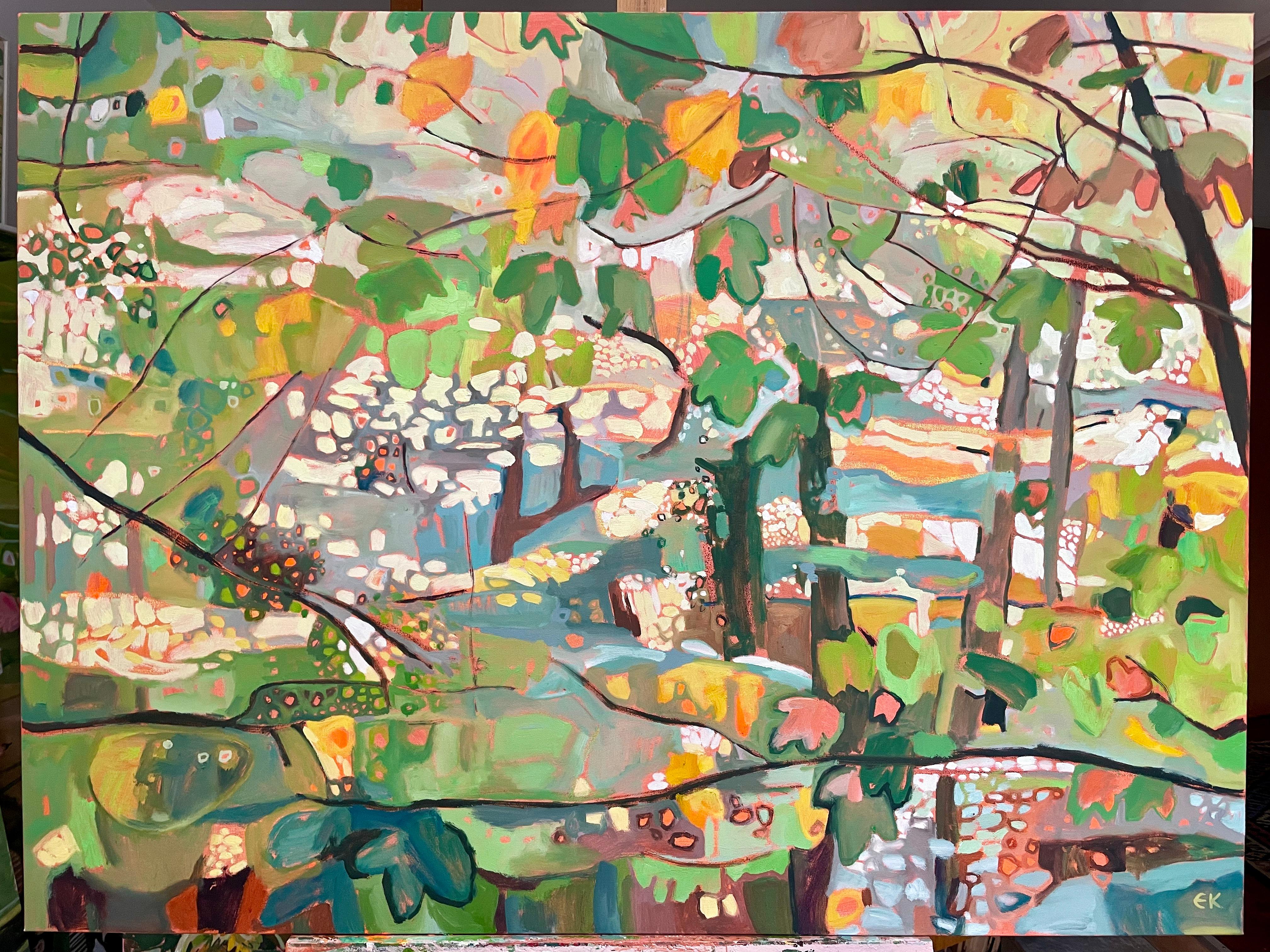 Bunny Wood in Late Autumn & Ryewater Summer, díptico, pintura original - Painting Contemporáneo de Elaine Kazimierczuk