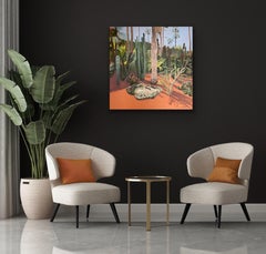 Cactus et grand palmier, Jardins Majorelle, Maroc 274