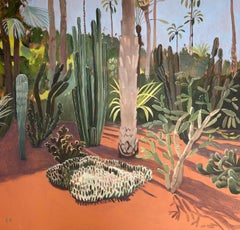 Cactus et grand palmier, Jardins Majorelle, Maroc 274