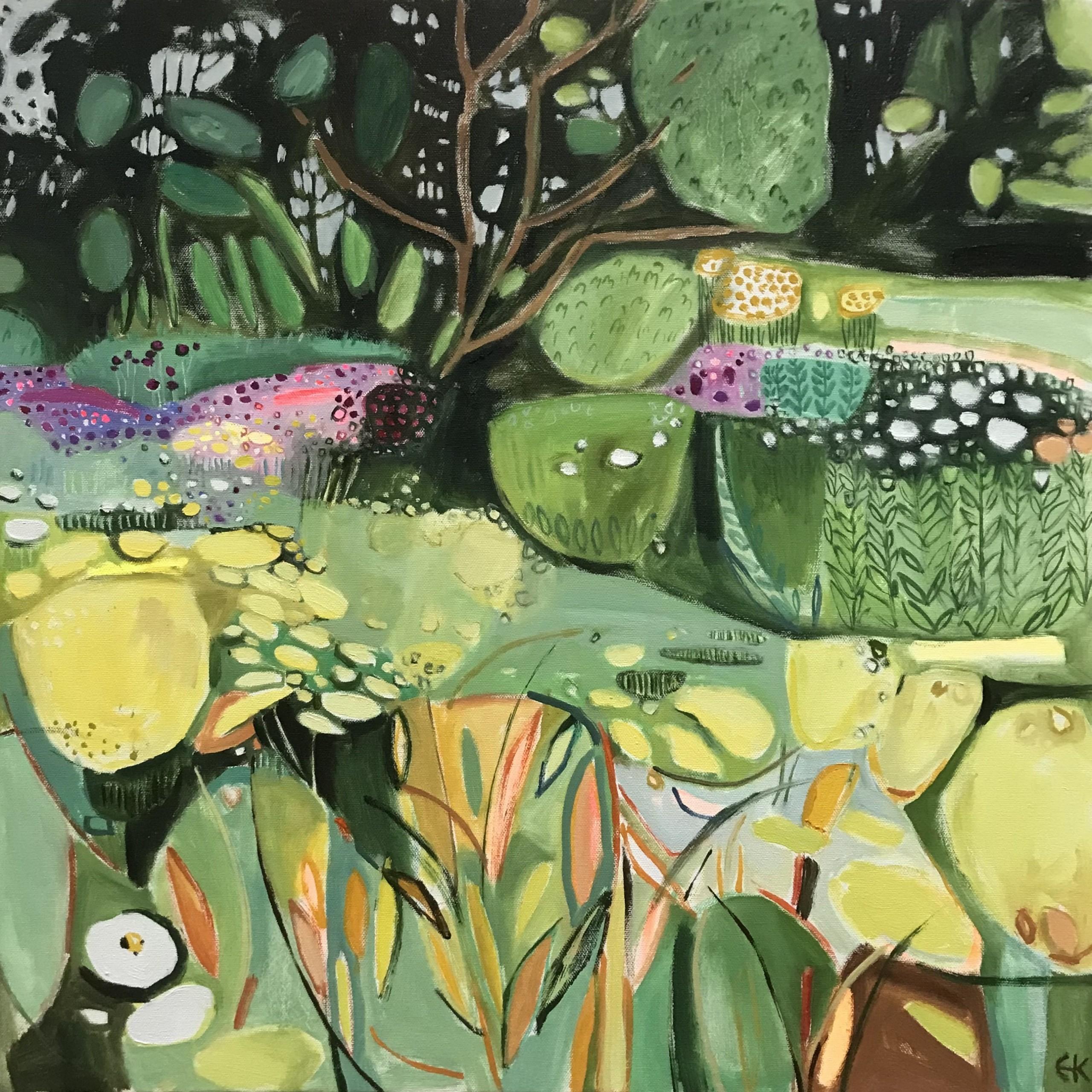 Jardin de cottage avec Achillea II par Elaine Kazimierczuk [2021]
original et signé à la main par l'artiste 

huile et acrylique sur toile

Taille de l'image : H:60 cm x L:60 cm

Taille complète de l'œuvre non encadrée : H:60 cm x L:60 cm x