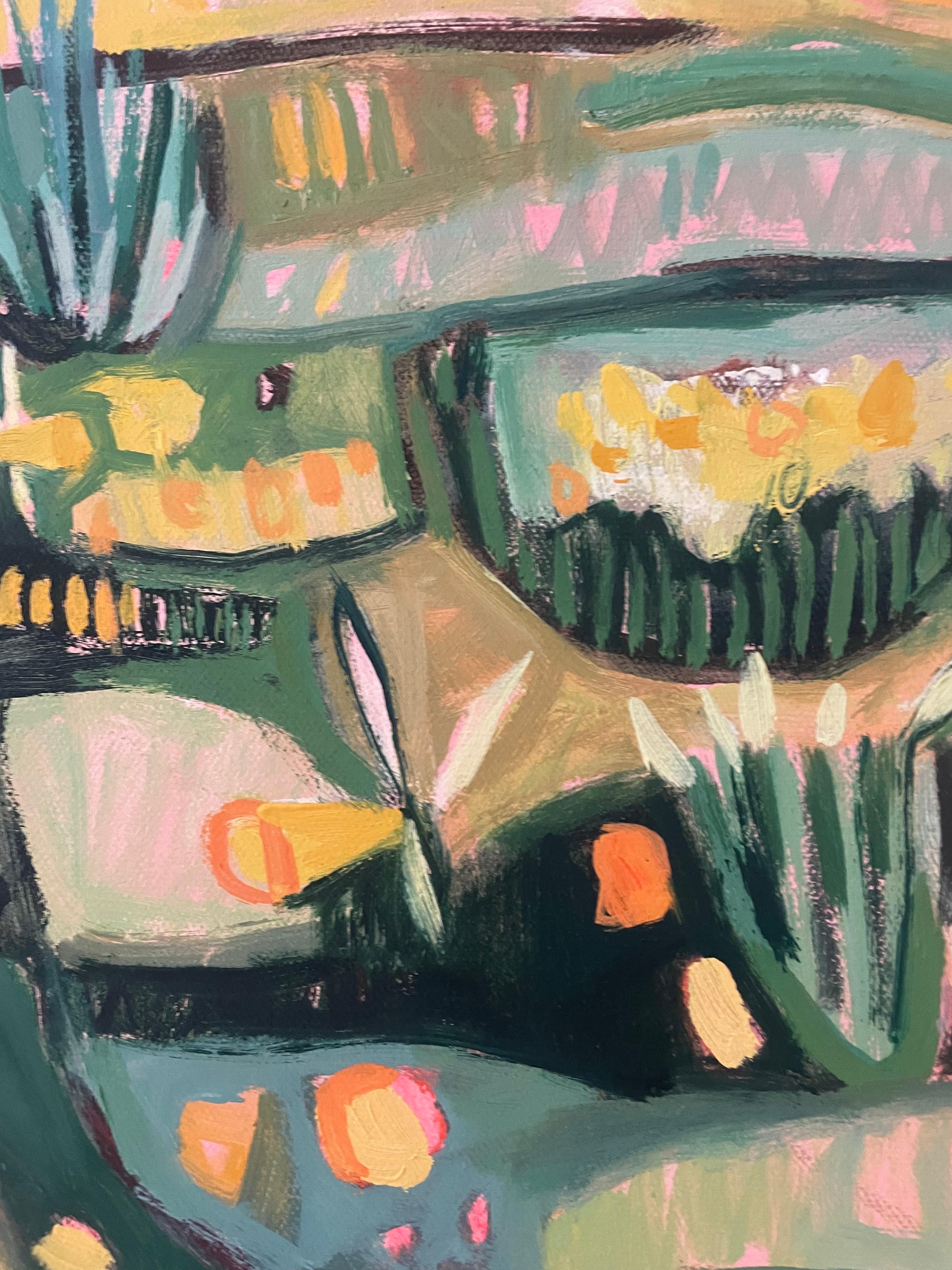 Daffodilly Diptych, Original Painting, Landscape, Nature, Flowers For Sale 5