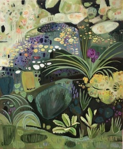 Delphiniums I, Elaine Kazimierczuk, Original, Abstract Floral Landscape Painting