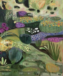Delphiniums II by Elaine Kazimierczuk, Original Painting, Abstract, Botanical