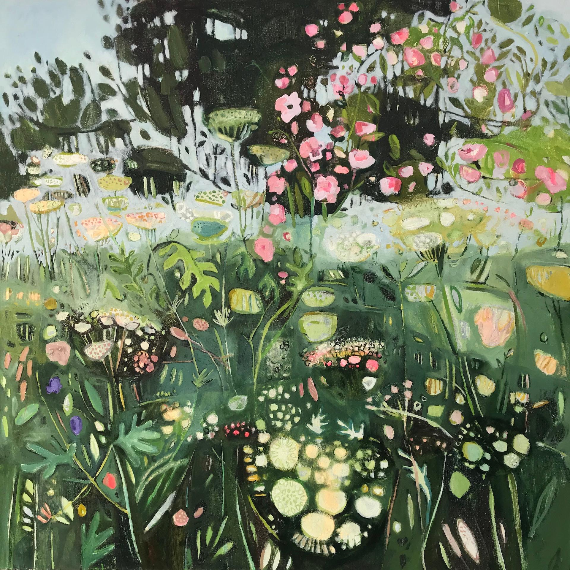 Diptych, Path to Minster Lovell, Oxfordshire, large British landscape painting, (Schwarz), Landscape Painting, von Elaine Kazimierczuk