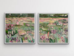Díptico del prado de Donna con orquídeas moradas tempranas, Naturaleza, Floral, Prados, Campo