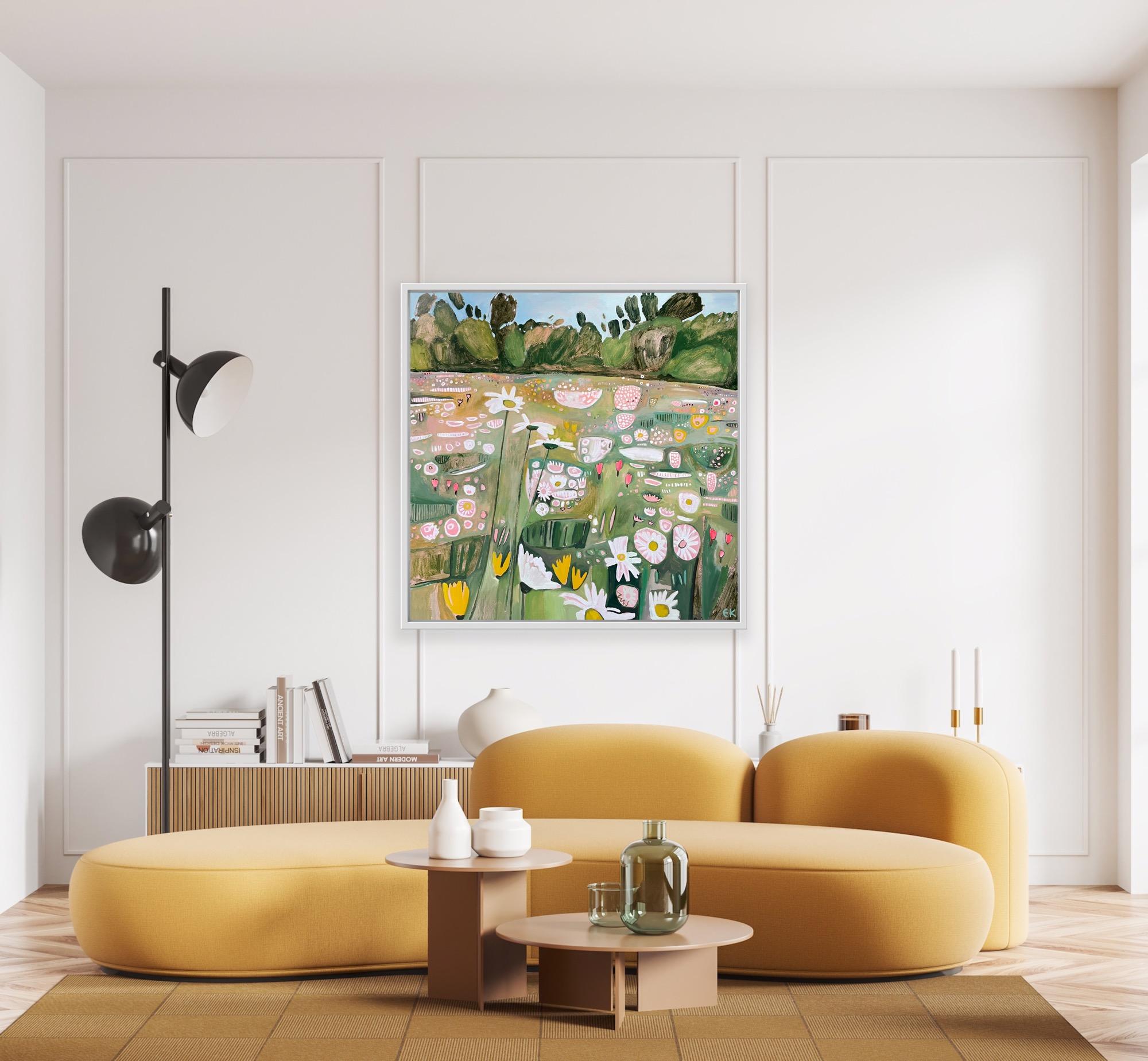 Double Diptyque de marguerites, Peinture originale, Paysage, Nature, Fleurs 1