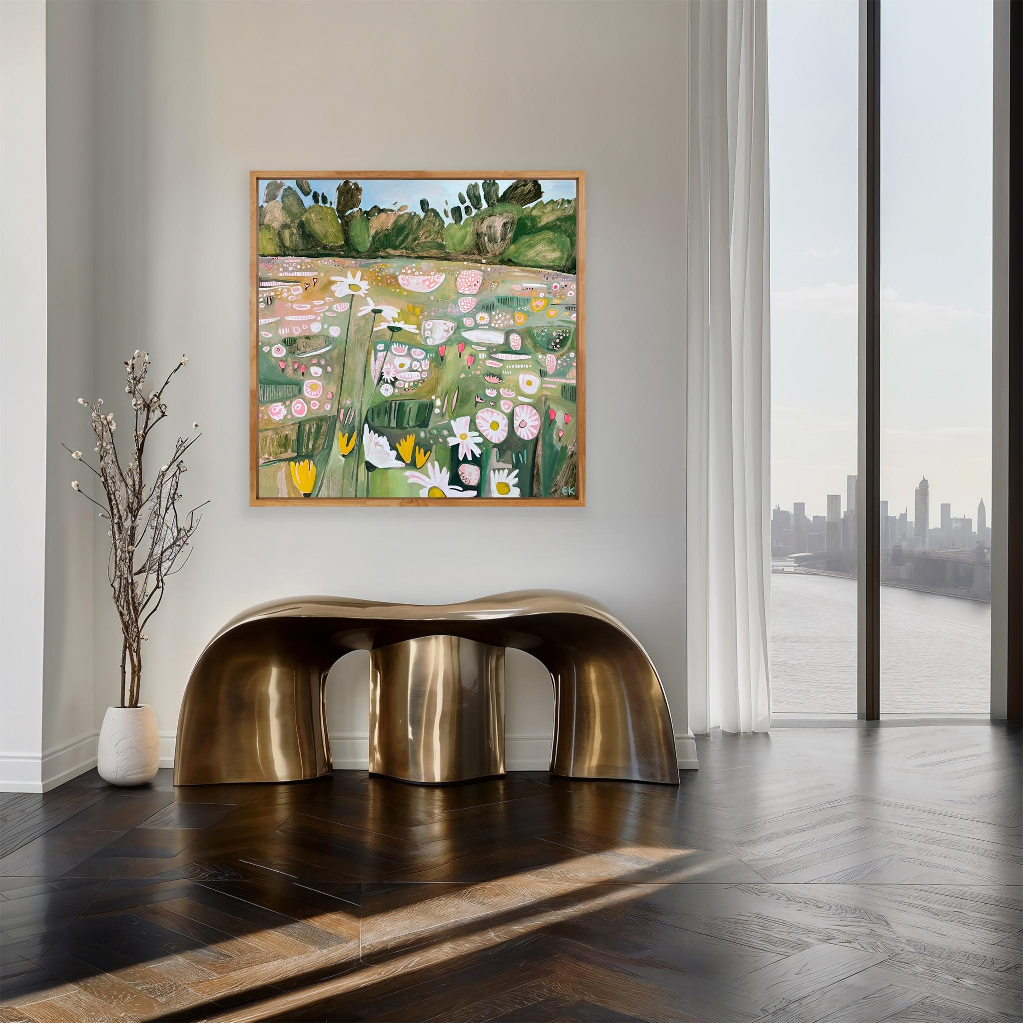 Double Diptyque de marguerites, Peinture originale, Paysage, Nature, Fleurs 2