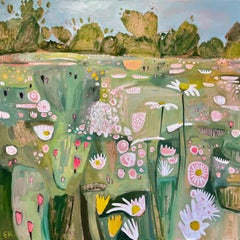 Double Diptych right hand panel, Original Painting, Landscape, Nature, Flowers