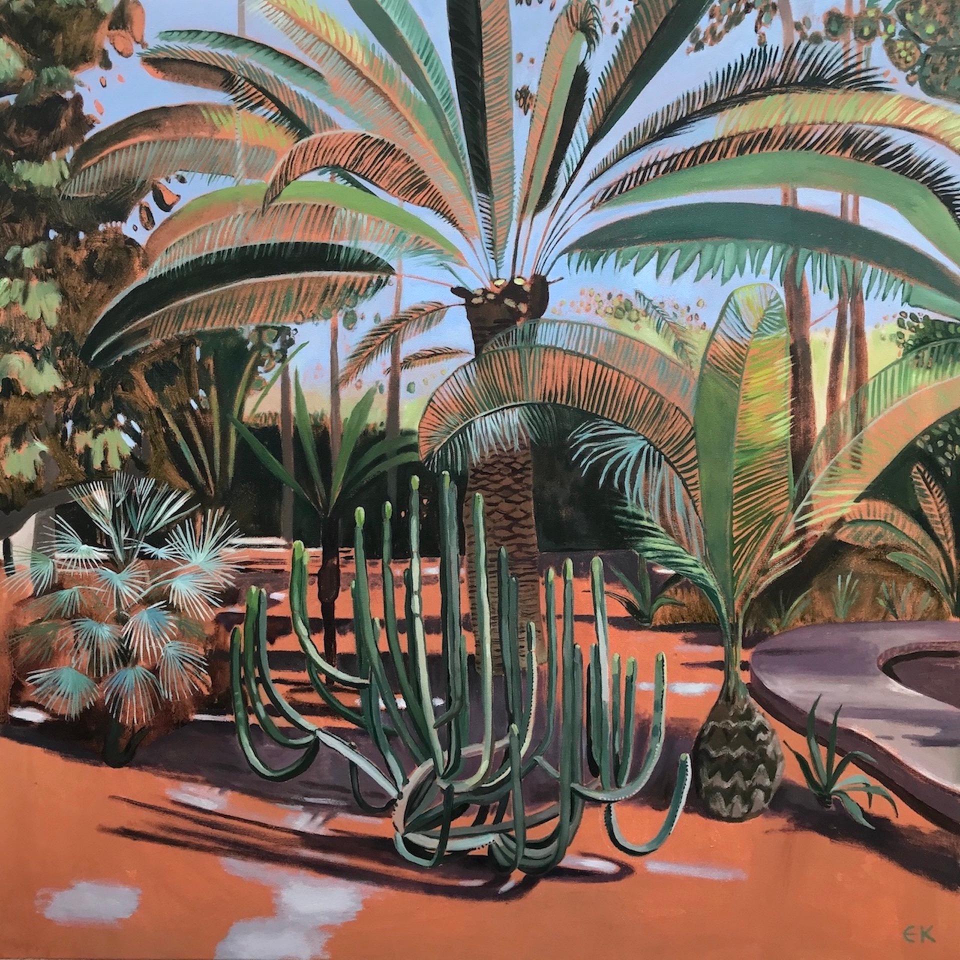 Elaine Kazimierczuk, Cactus and Large Palm, Majorelle Gardens, Morocco 
