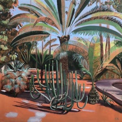 Elaine Kazimierczuk, Cactus et grand palmier, Jardins Majorelle, Maroc 