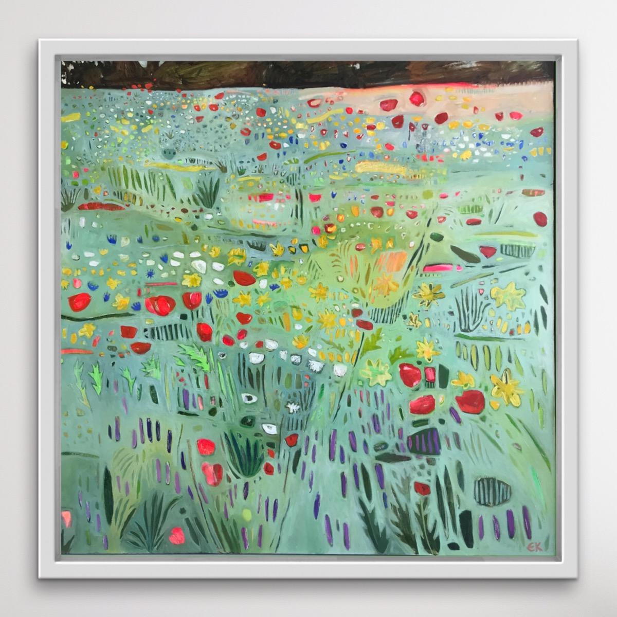 Tapis de fleurs II, peinture originale, paysage abstrait, art floral, Meadow - Painting de Elaine Kazimierczuk
