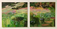 Elaine Kazimierczuk, Diptych: Bluebells on Win Hill, Abstract Art, Landscape