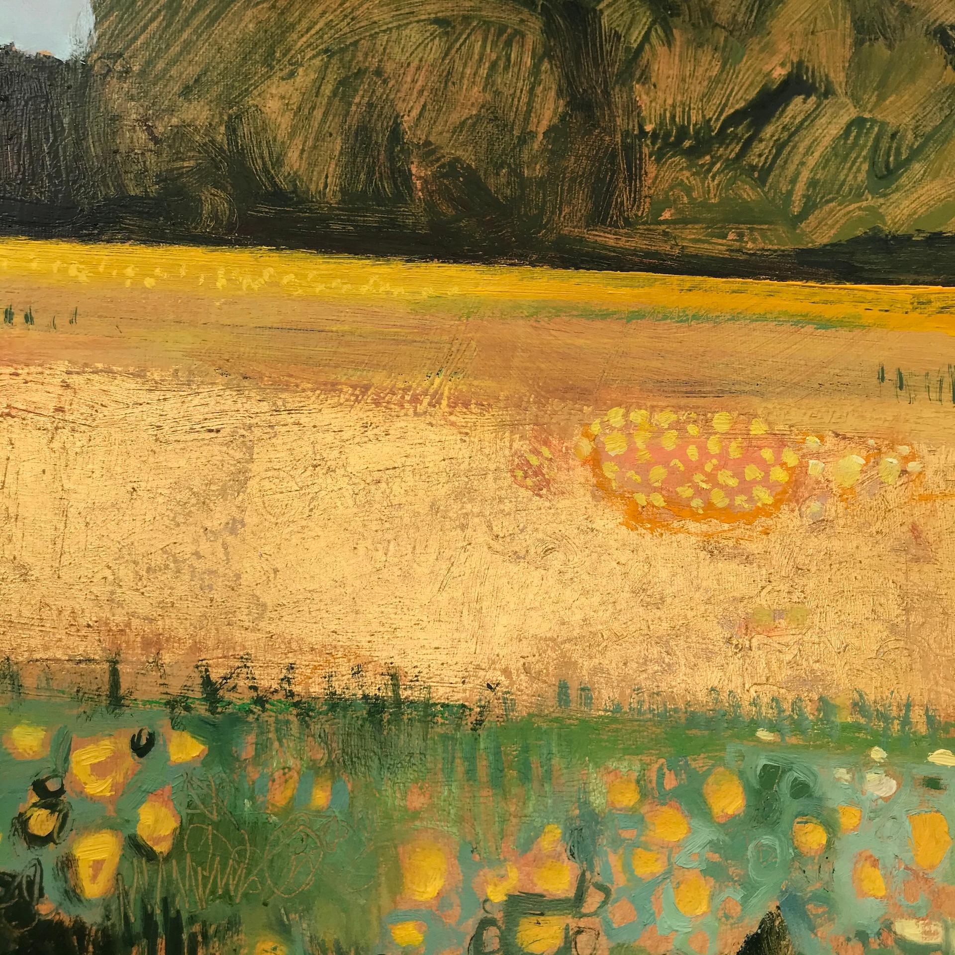 Elaine Kazimierczuk, Golden Buttercups With Gold Leaf, Original Abstract Art   1