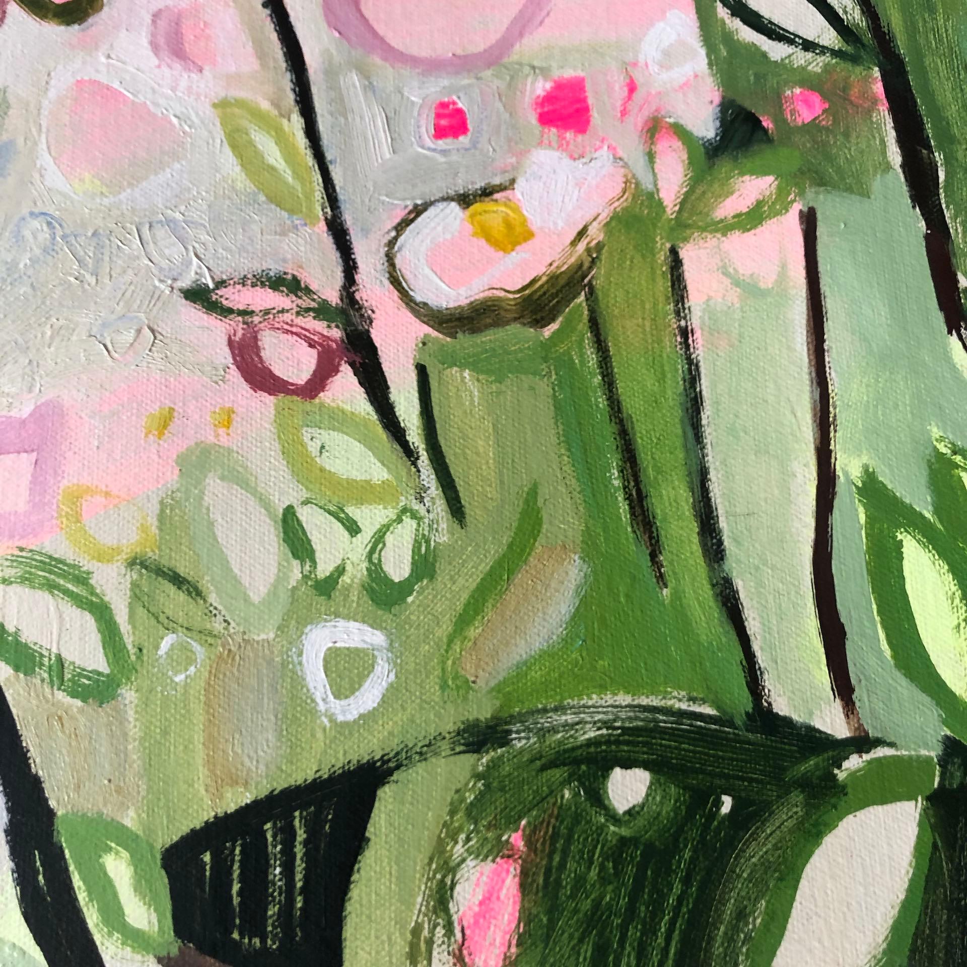 Sweet Briar, Original painting, Abstract Flower Art, Landscape, Floral, Pink art For Sale 3