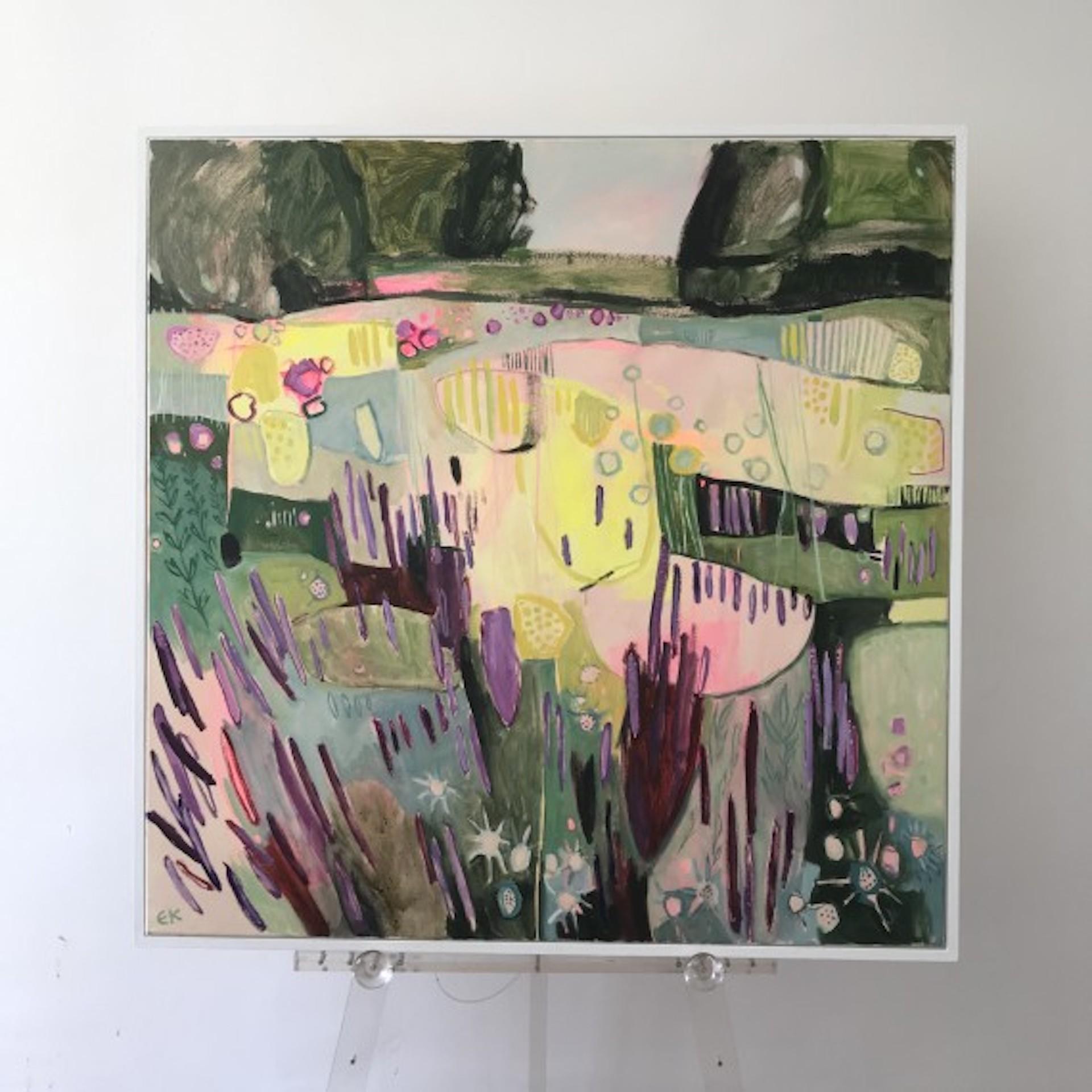 Yellow, Pink and Purple in the Merton Beds [2019]
Original
Landscapes and seascapes
Oil and Acrylic on canvas
Image Size: H:100 cm x W:100 cm
Framed Size: H:102 cm x W:102 cm x D:4cm
Sold Framed
Please note that insitu images are purely an
