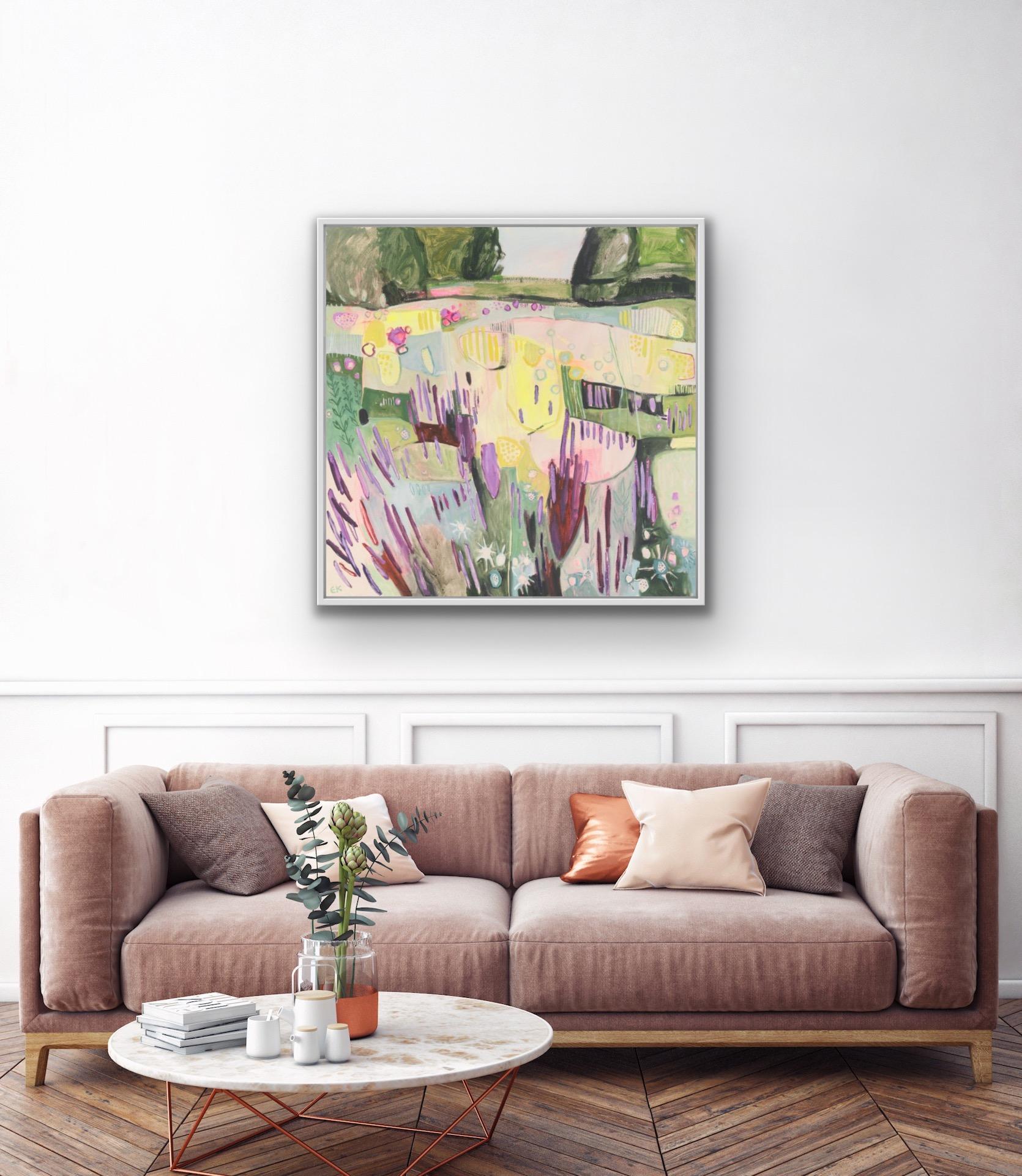 Elaine Kazimierczuk, Yellow, Pink and Purple in the Merton Beds, Affordable Art For Sale 4
