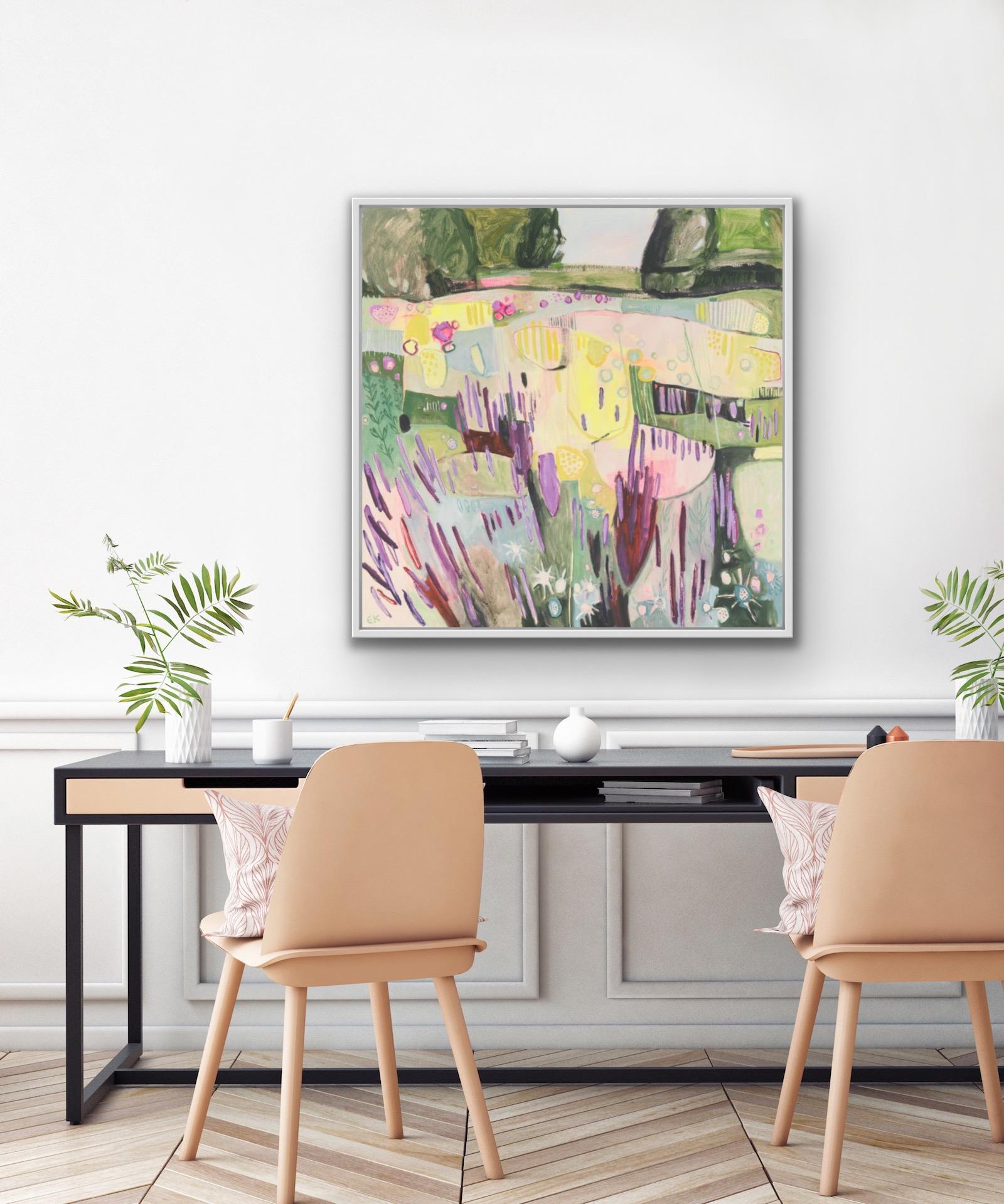 Elaine Kazimierczuk, Yellow, Pink and Purple in the Merton Beds, Affordable Art For Sale 5