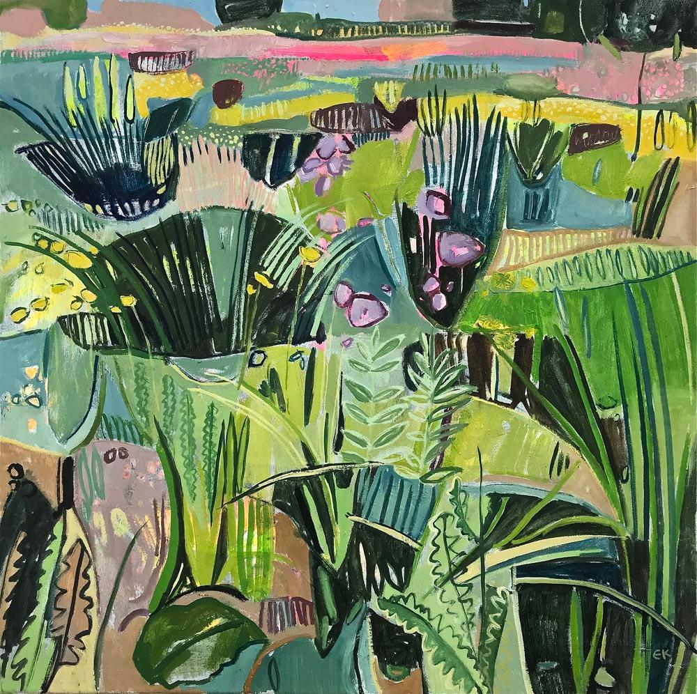Elaine Kazimierczuk Landscape Painting – Eremurus (Pink Merton Beds)