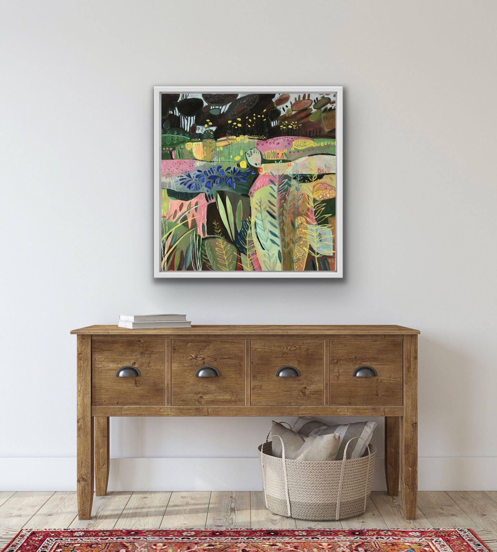 Divertimento in giardino con altri Agapanthus - Abstract Painting Nero di Elaine Kazimierczuk