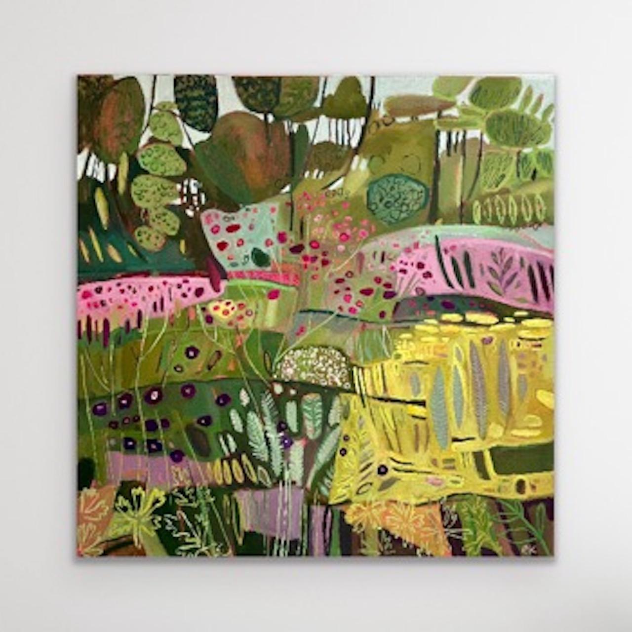 S'amuser dans le jardin, peinture originale, paysage, nature, fleurs en vente 1