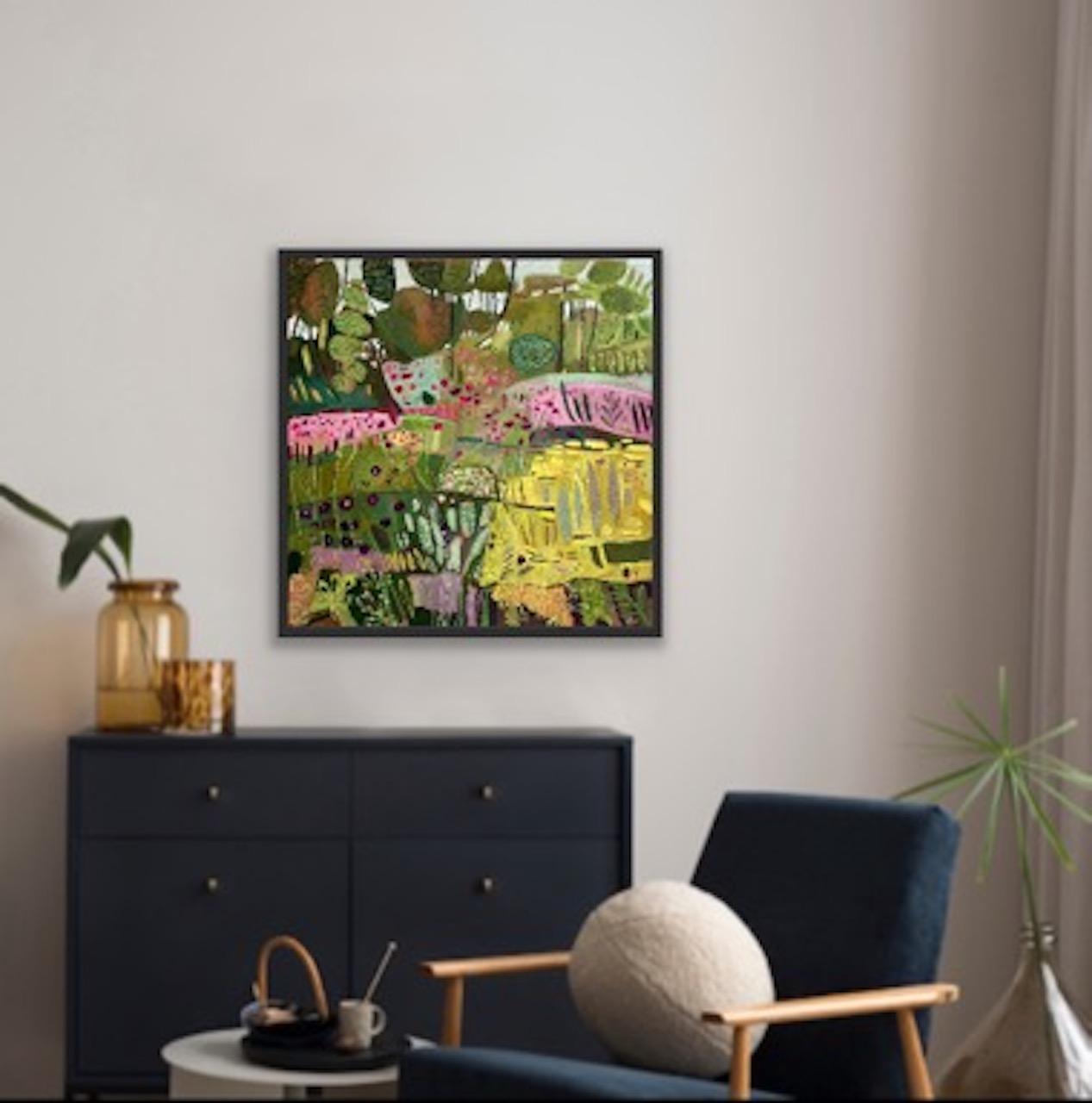 S'amuser dans le jardin, peinture originale, paysage, nature, fleurs en vente 2