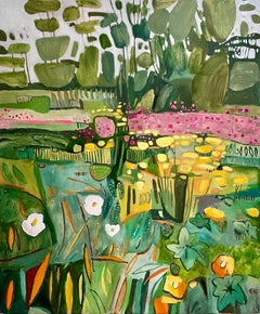 Divirtiéndose más en el jardín, Pintura original, Paisaje, Naturaleza, Flores