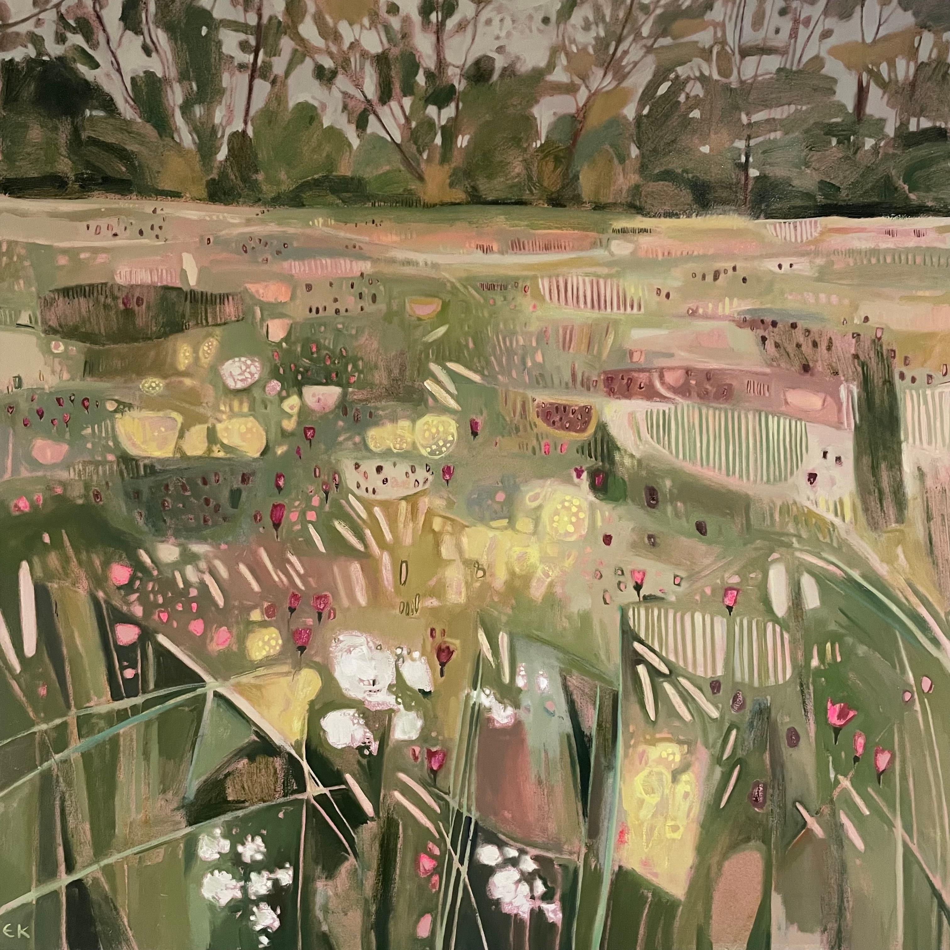 Hinksey Meadow 560, original painting, landscape large art meadow painting