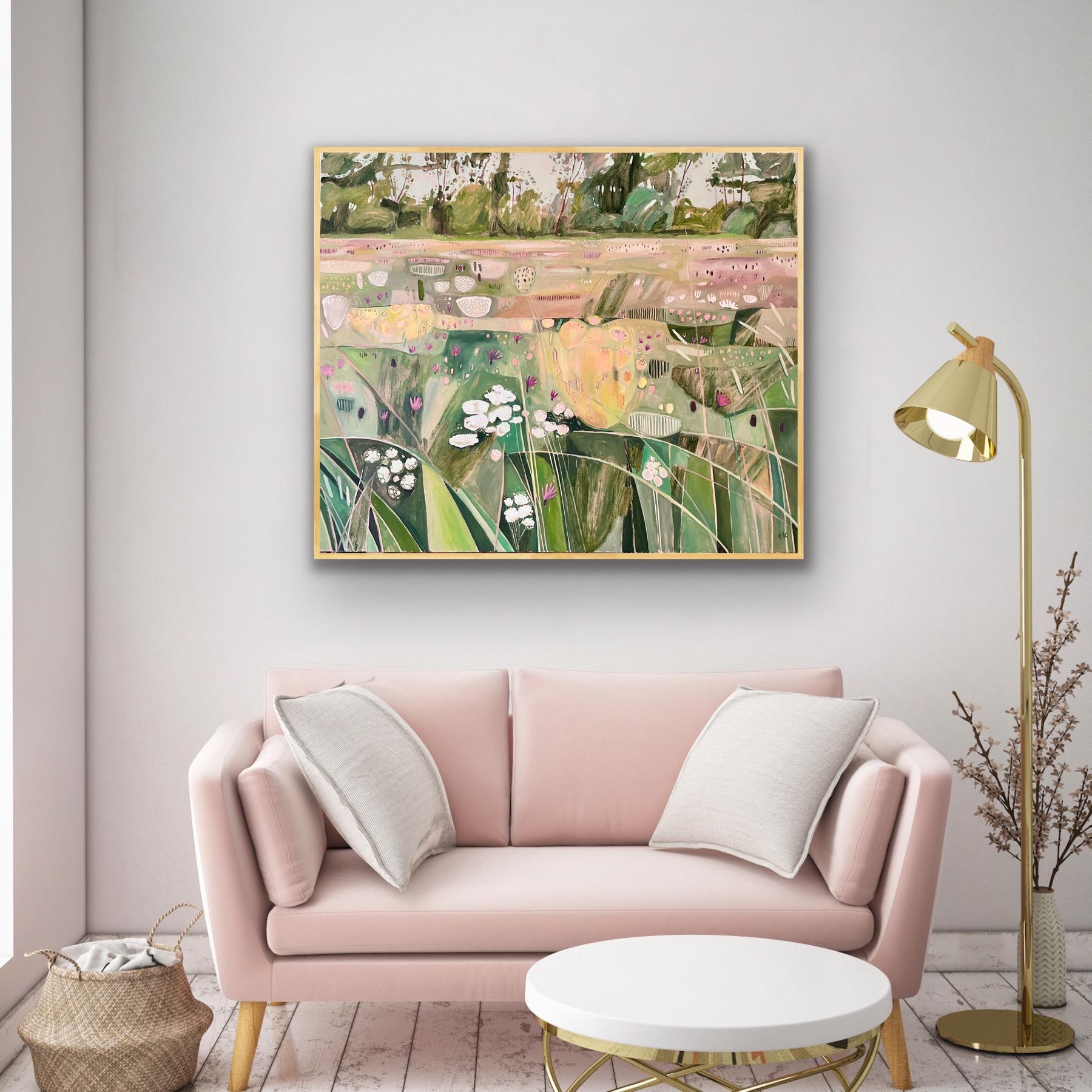 Hinksey Wiese im Juni, Originalgemälde, Landschaft, Natur (Zeitgenössisch), Painting, von Elaine Kazimierczuk