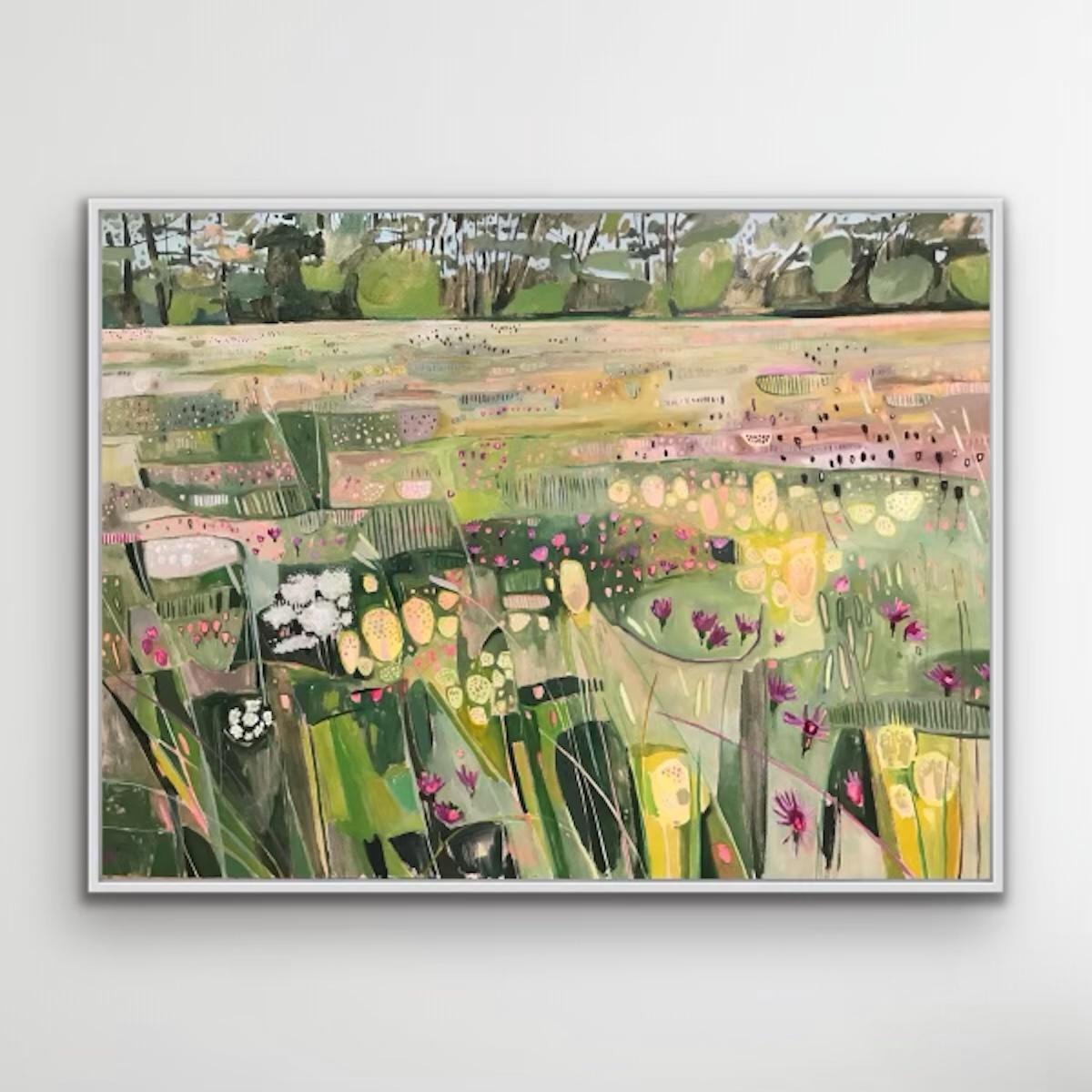 Paysage de la prairie de Hinksey  - Expressionnisme abstrait Painting par Elaine Kazimierczuk
