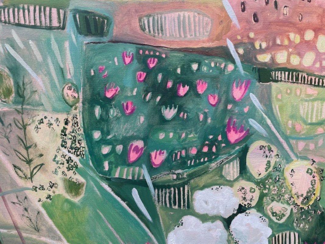 Hinksey Meadow, large landscape art - Abstract Painting by Elaine Kazimierczuk