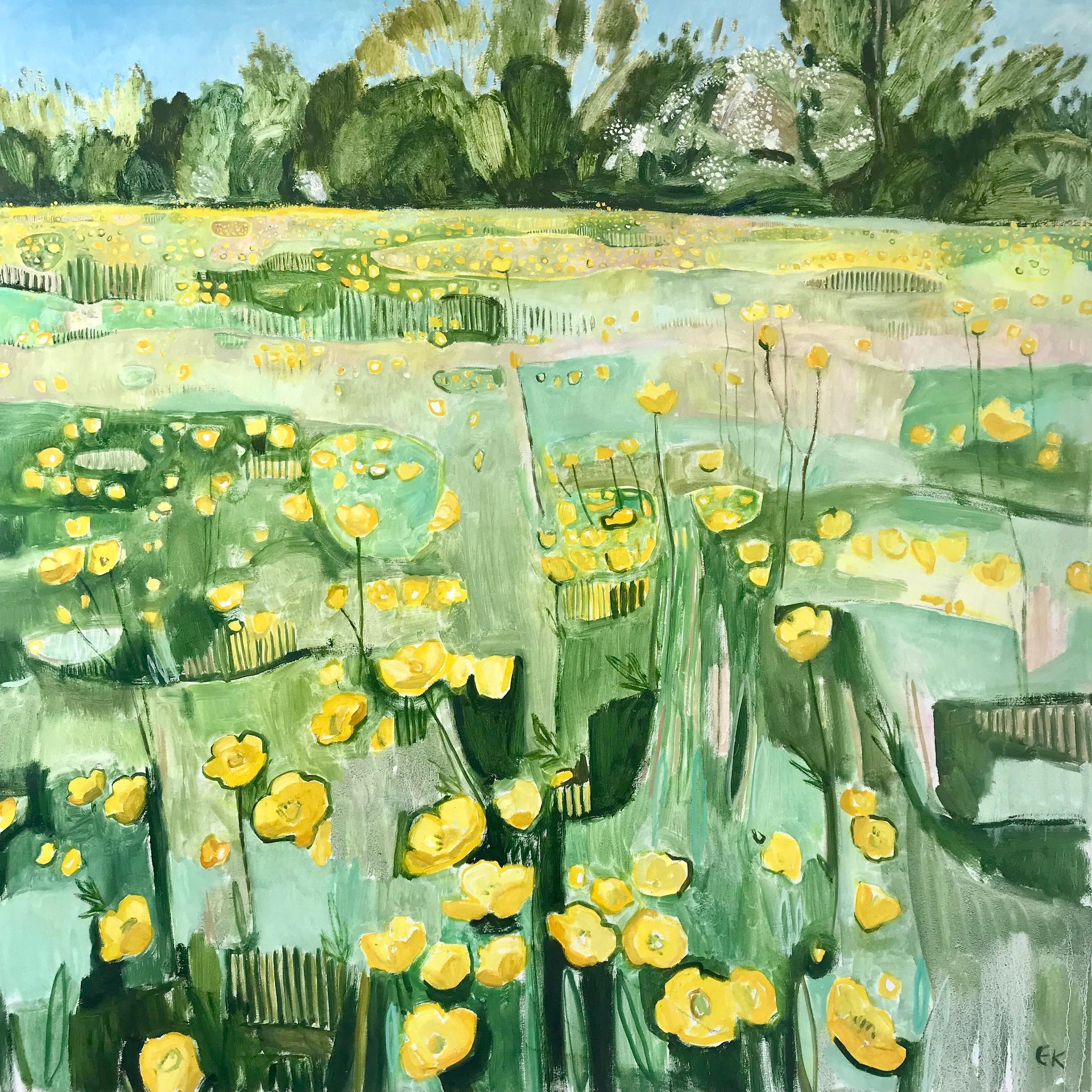 Just Buttercups by Elaine , Original art, Contemporary abstract art, Painting