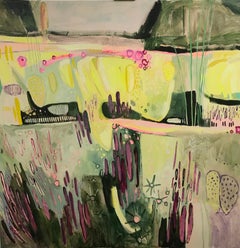 Large Merton Beds 2, Original Abstract Landscape Painting, Naïve Floral Painting