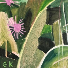 Long Mead diptych, original painting, landscape, flowers, trees, hills, meadow