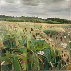 Long Mead View with Astilbe II, contemporary, original painting