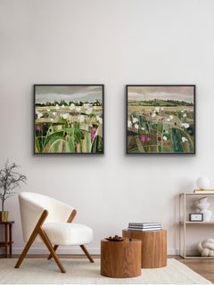 Lange Aue mit wogenden Gräsern Tafel I & II, Diptychon, Originalgemälde