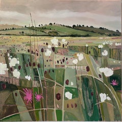 Long Mead with Waving Grasses panel I, original painting, landscape