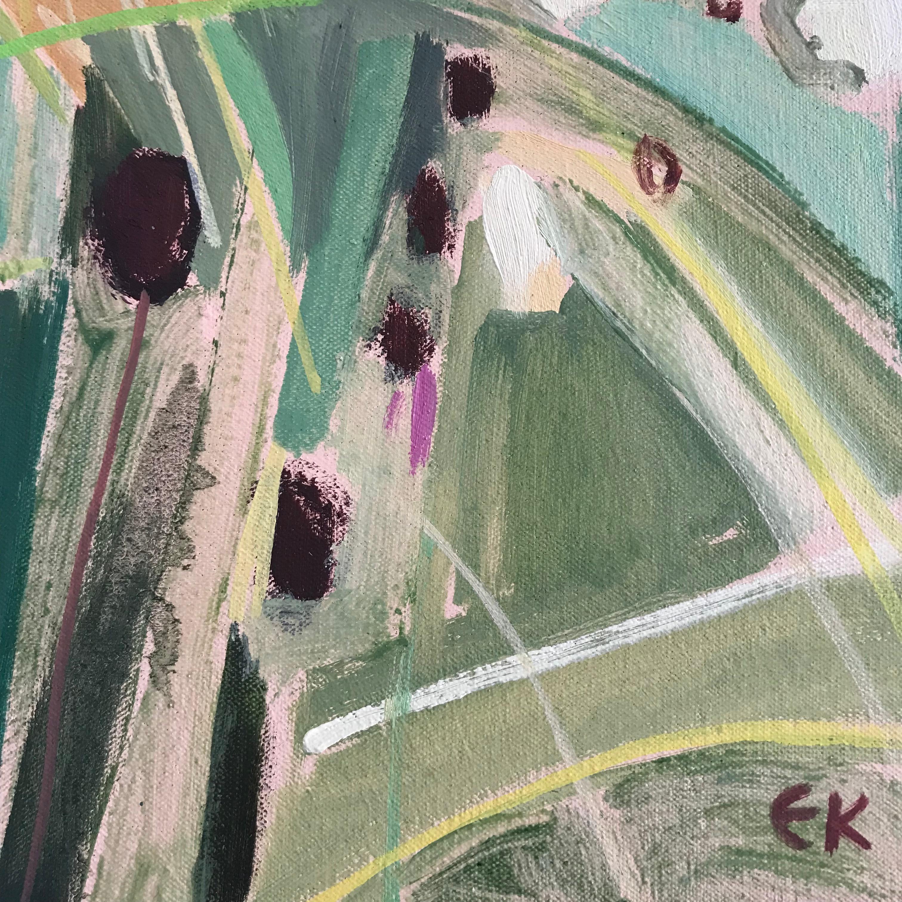 Long Meadow, peinture originale, paysage, art floral, impressionniste - Contemporain Painting par Elaine Kazimierczuk