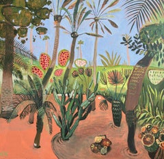 Les jardins Majorelle et leurs palmiers 279, peinture originale, contemporaine, paysage